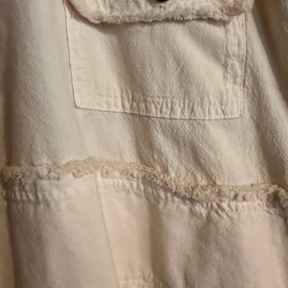 Giocam Cream Frayed Utility Jacket 100% Cotton Peru Cropped - Picture 4 of 14